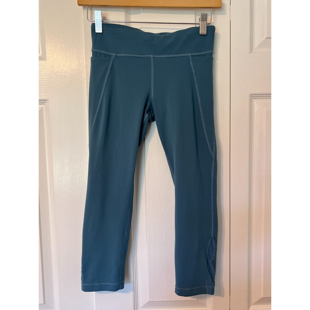 Athleta Girl Truth Be Told Fitted Capri Leggings Teal Blue Size XL / 14